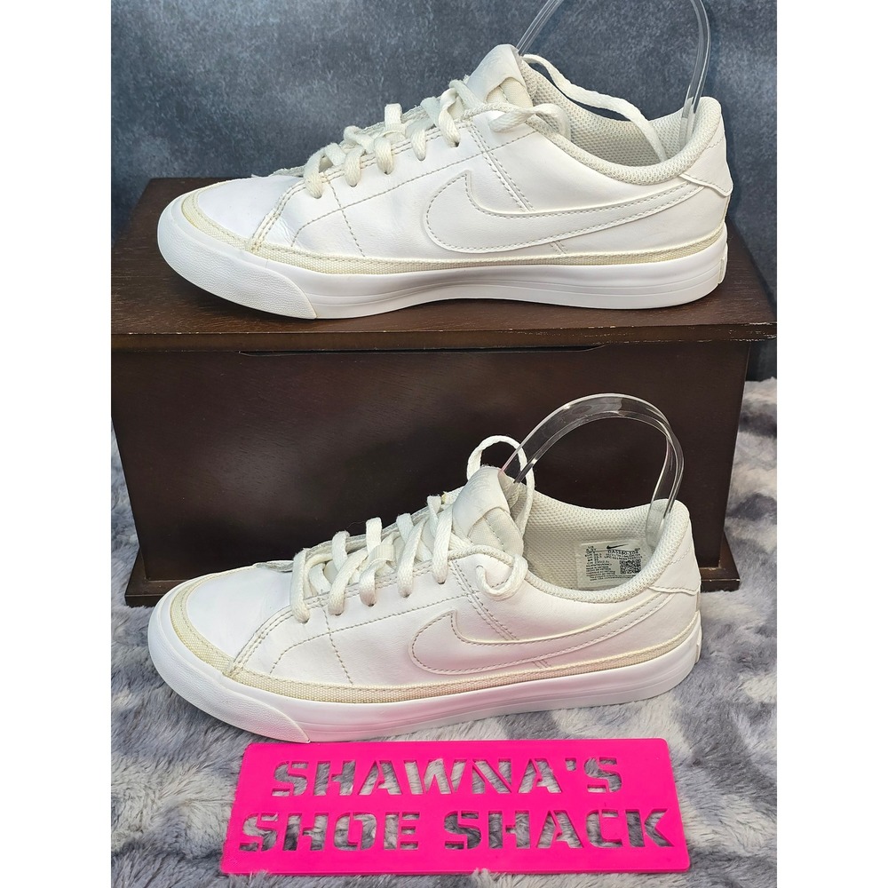 Nike Court Legacy Low White Leather Sneakers Kids 4.5Y DA5380-104